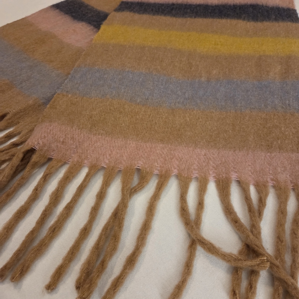 AERIE Multicolored Striped Wool Blend Large Fringe Blanket Scarf Women's OSFA‎ - Picture 8 of 13